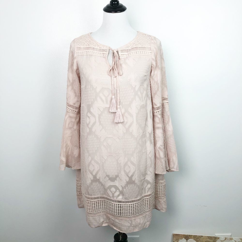 Anthropologie Floreat Esme Bell Sleeve Pink Dress